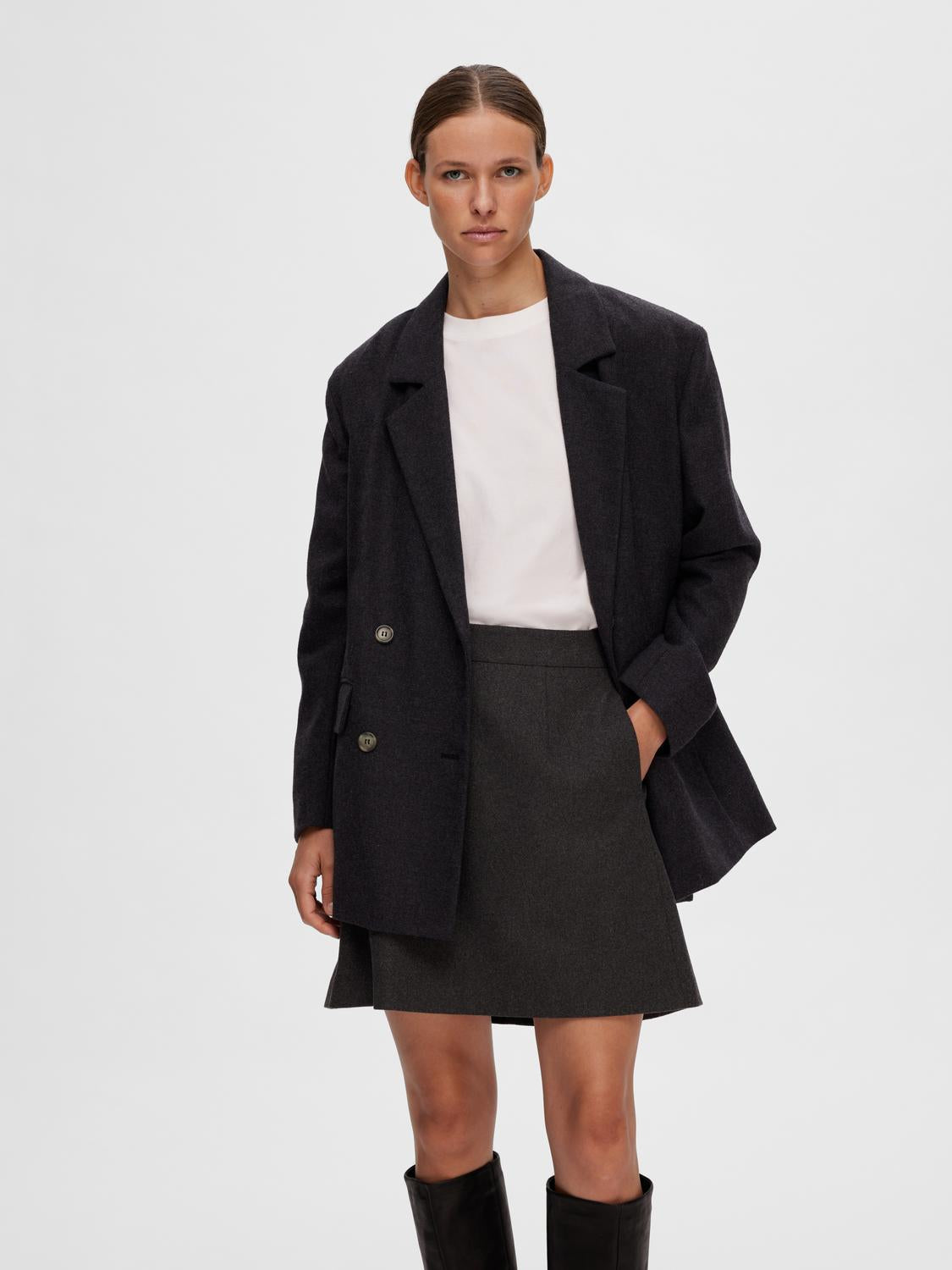 Mercy Ula Blazer - Grå/ Dark Grey Melange